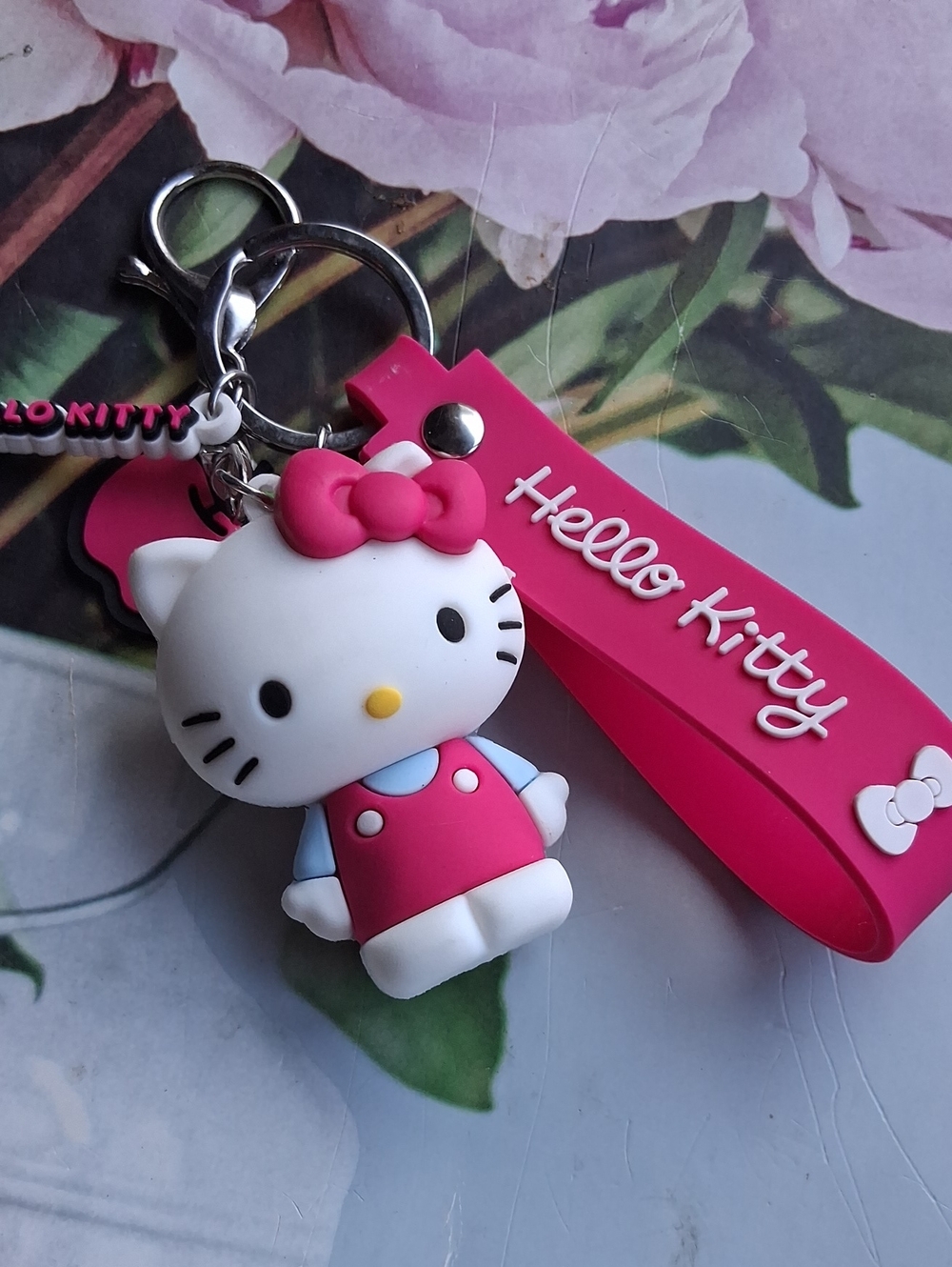 Hello Kitty Pink blue dress keychain NEW